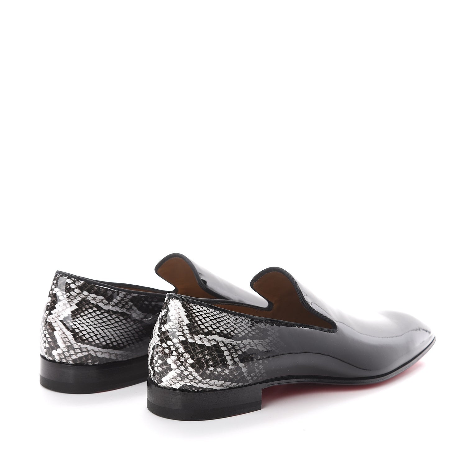 Patent Degrade Snakeskin Printed Mens Dandelion Flat Loafers 41 Black Roccia