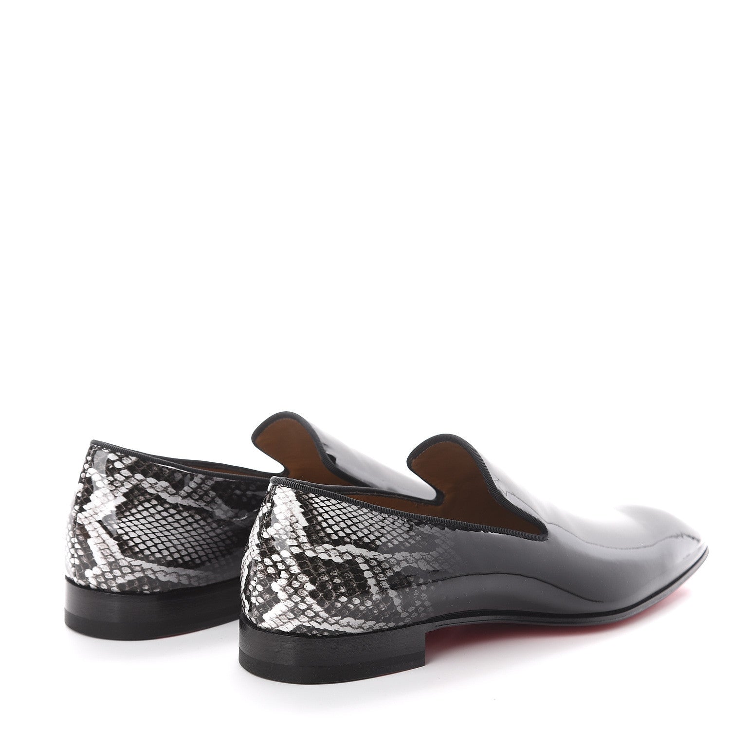 Christian Louboutin Patent Degrade Snakeskin Printed Mens Dandelion Flat Loafers 41 Black Roccia 4 of 7