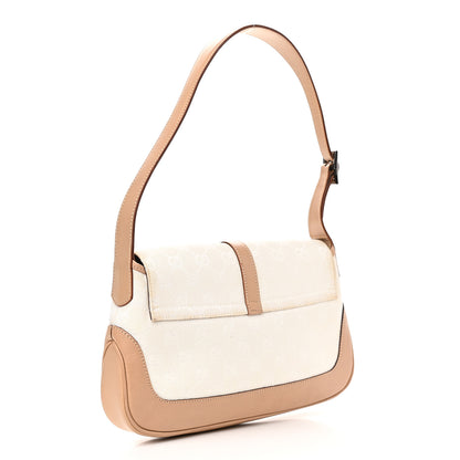 Gucci Monogram Small Jackie O Hobo White Brown 3 of 11