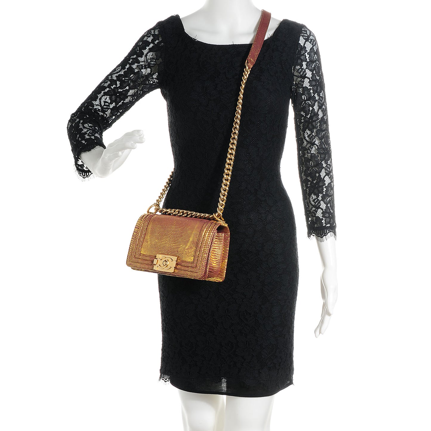 Metallic Lizard Small Boy Flap Gold