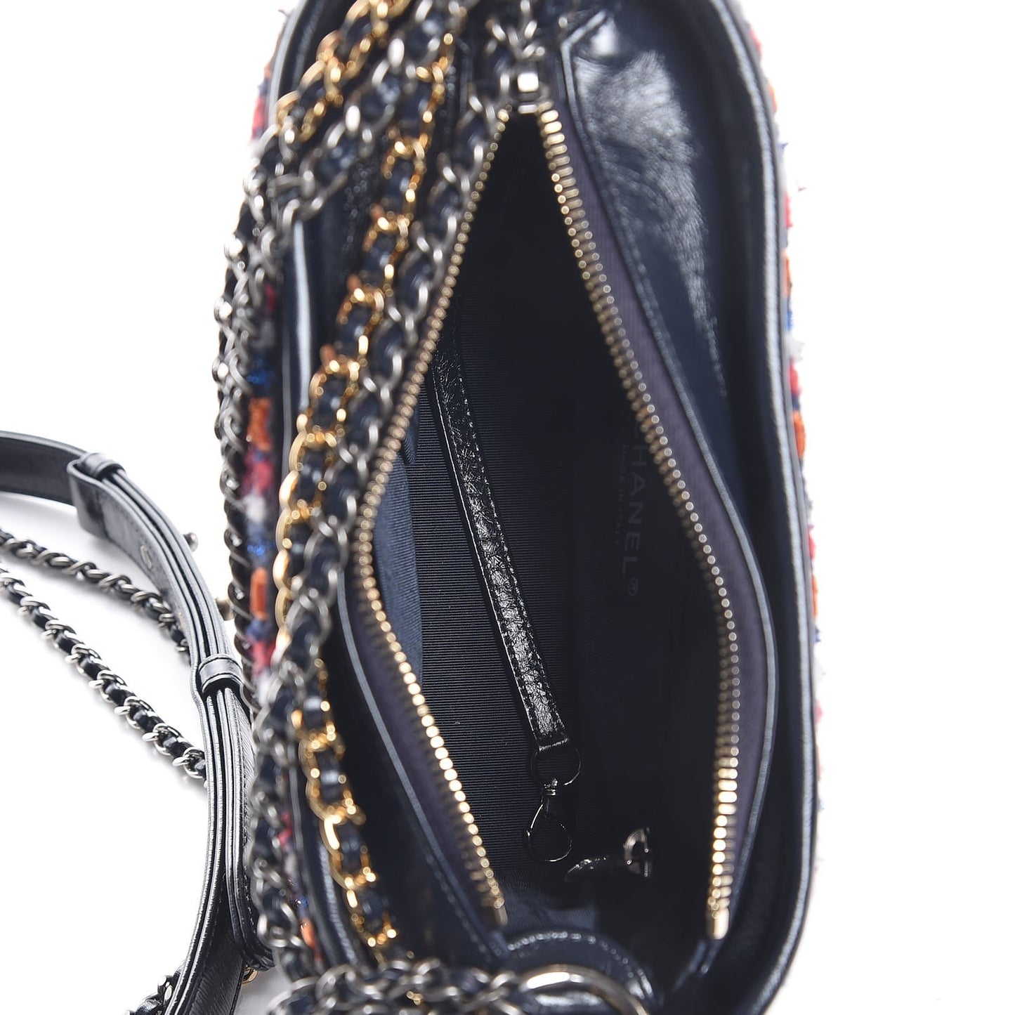 Tweed Calfskin Small Gabrielle Hobo Navy