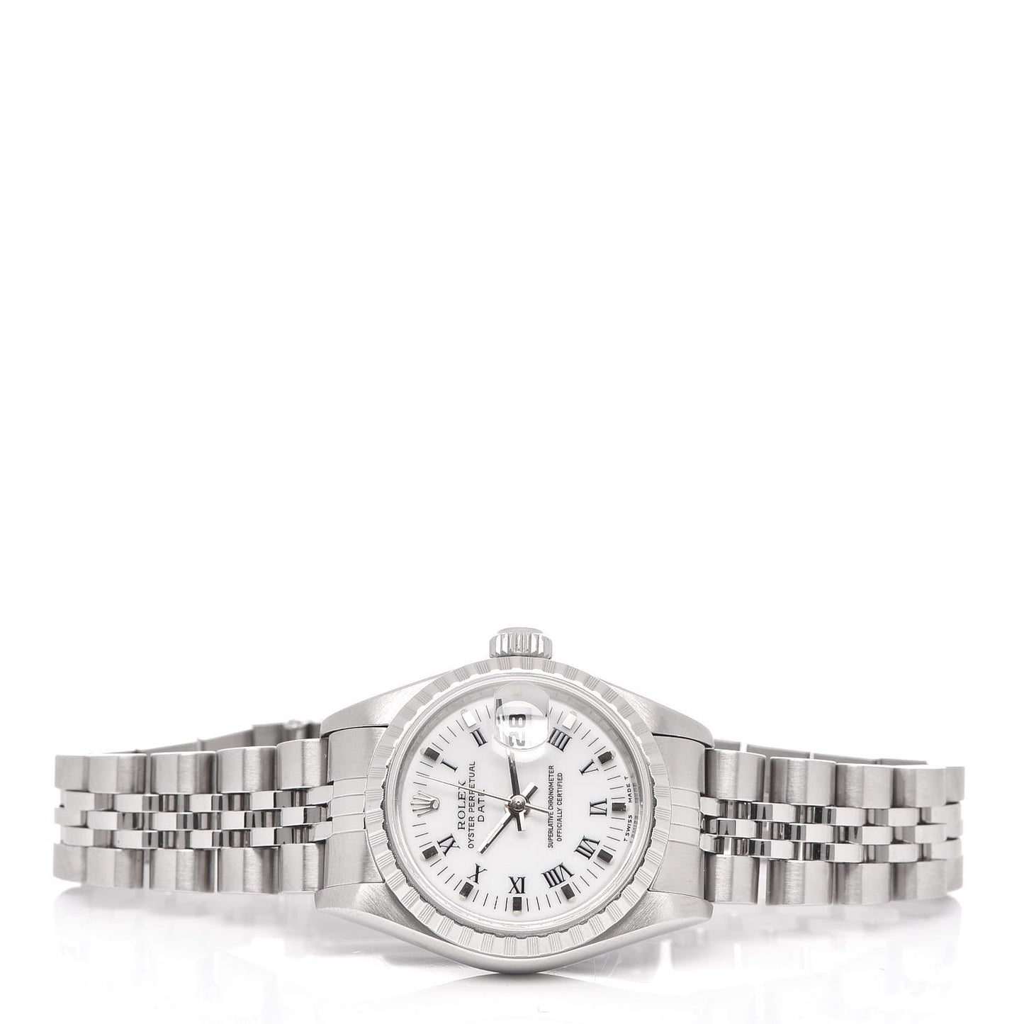 Stainless Steel 26mm Oyster Perpetual Date Watch White Roman 69240