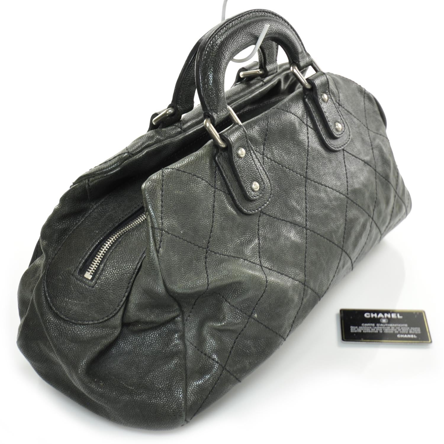 Chanel Caviar Outdoor Ligne Doctor Bag Black/Dk Grn tint 3 of 13