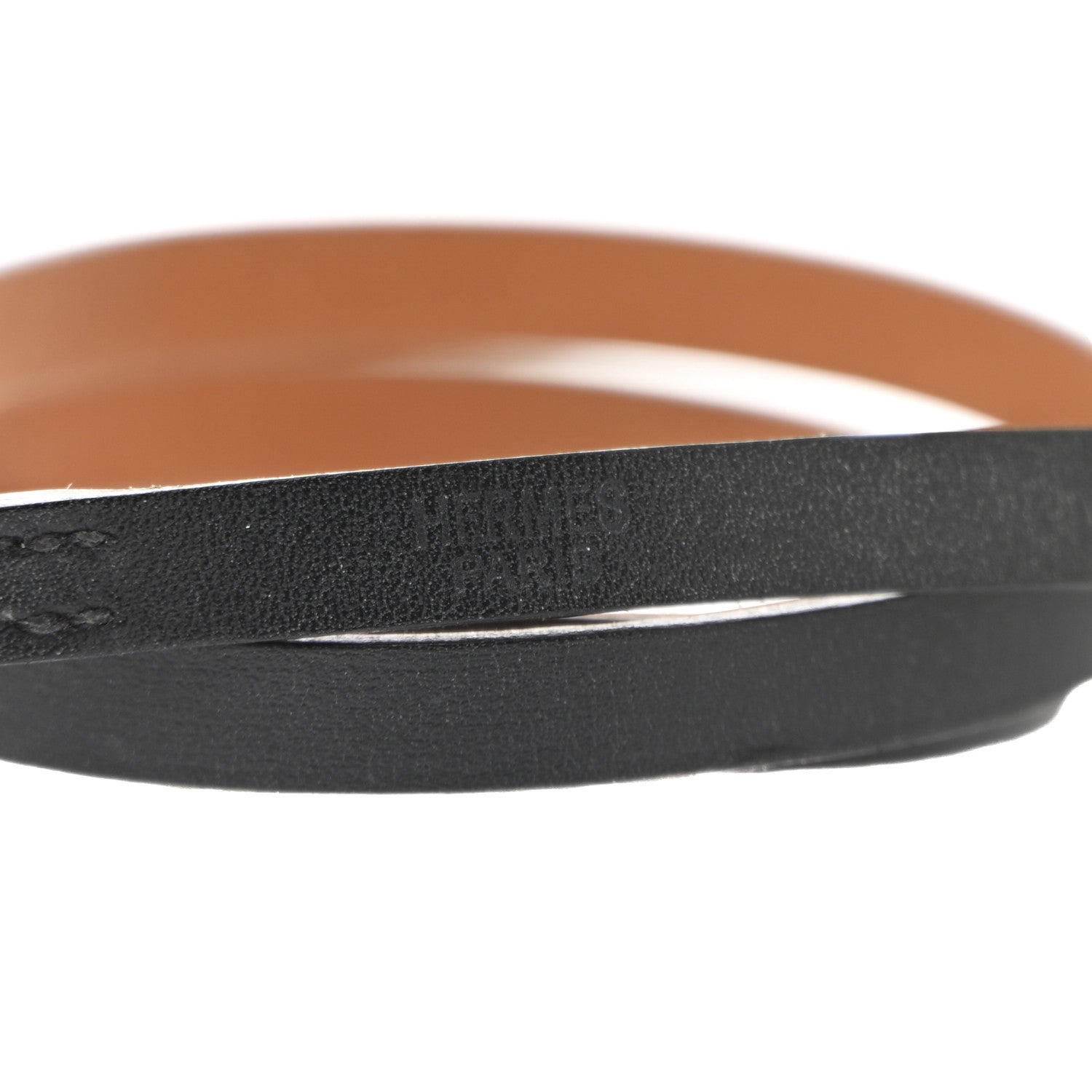 Hermes Chamonix Hapi 3MM Triple Tour Wrap Bracelet M Black Fauve 4 of 5