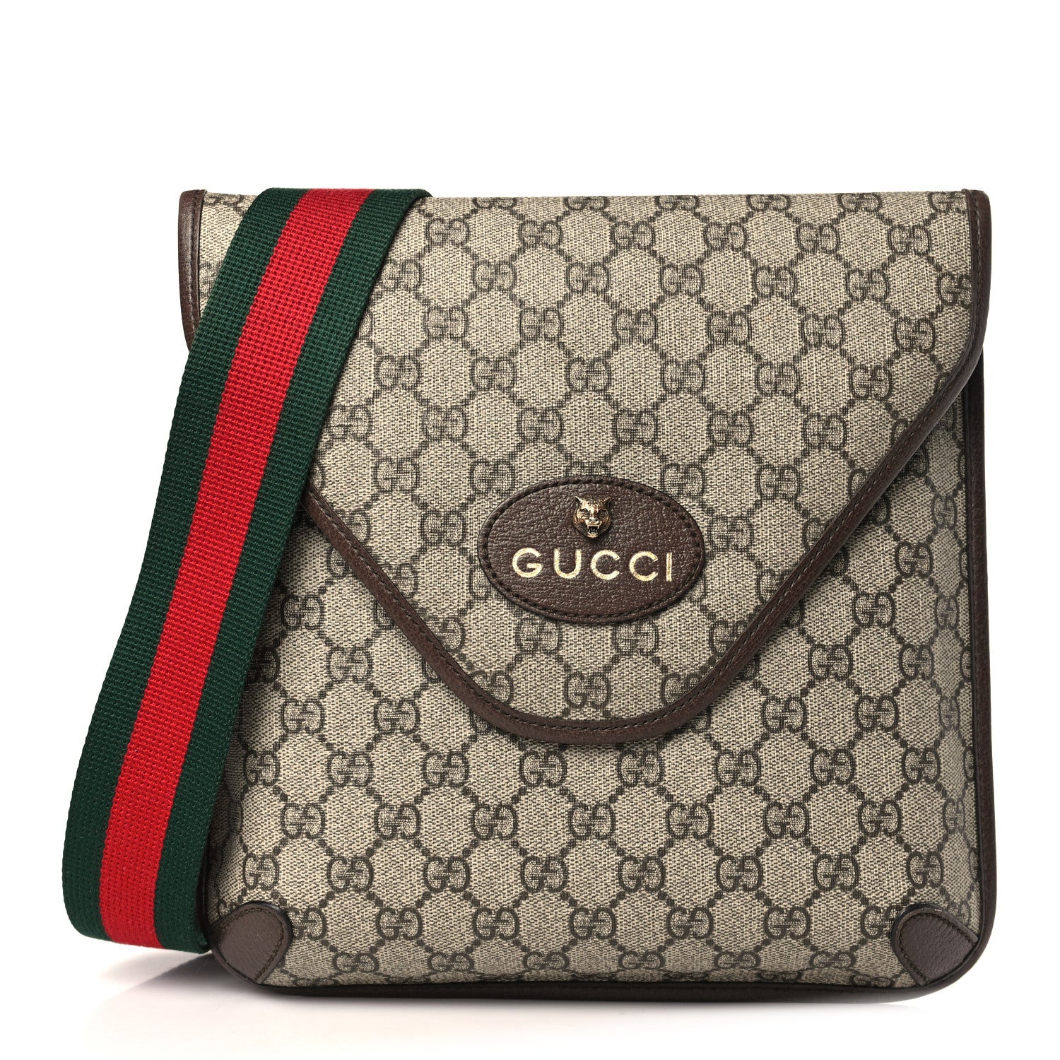 Gucci GG Supreme Monogram Web Medium Neo Vintage Flap Messenger Bag Beige New Acero 1 of 8