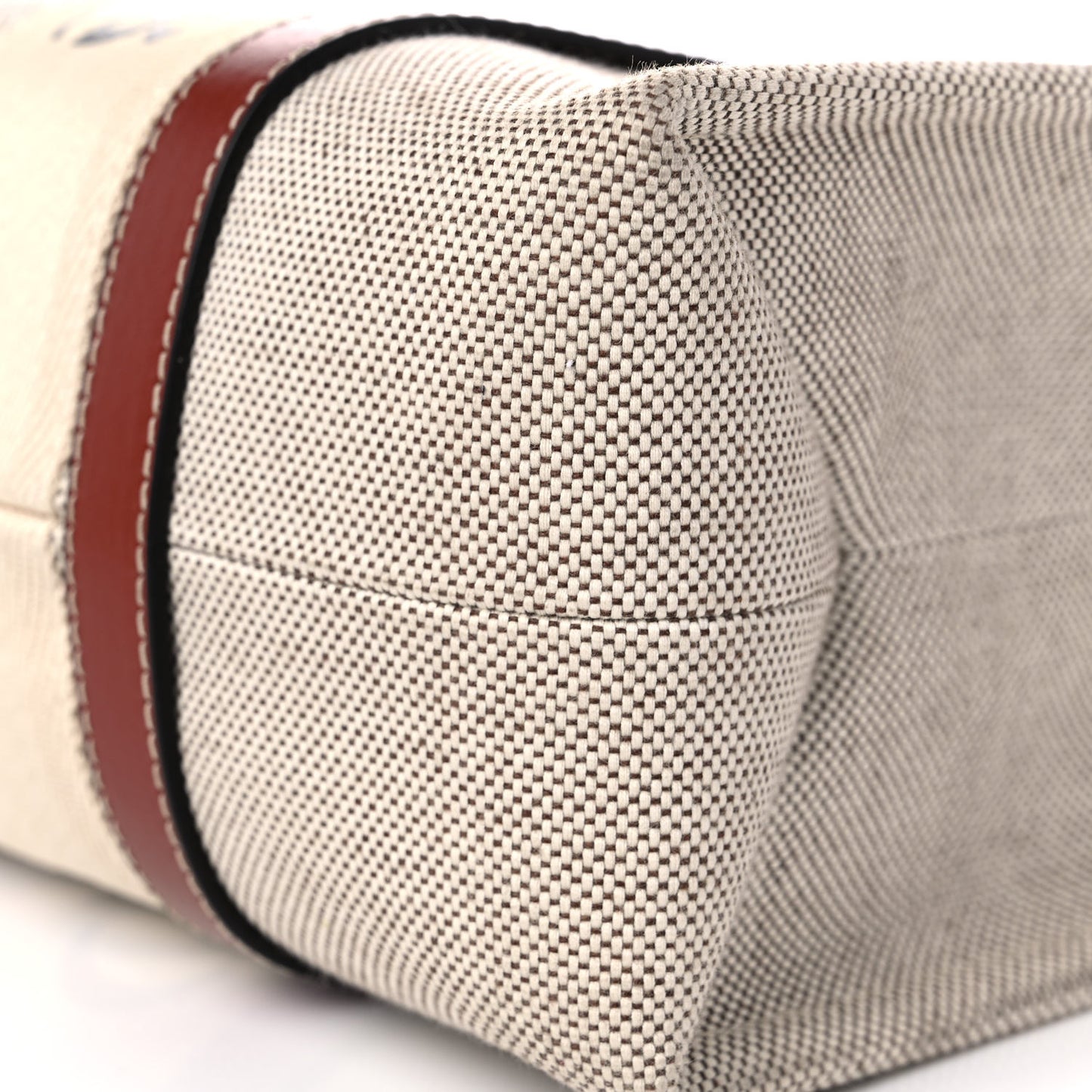 Cotton Calfskin Medium Woody Ribbon Tote White Brown