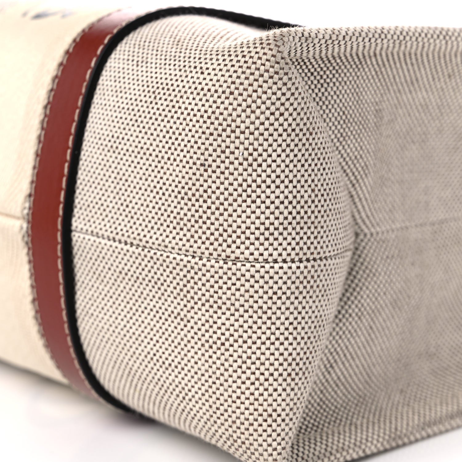 Chloe Cotton Calfskin Medium Woody Ribbon Tote White Brown 14 of 19