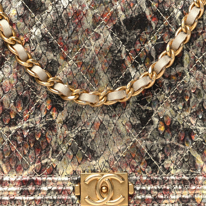 Chanel Metallic Python Boy Wallet on Chain WOC Gold Multicolor 9 of 12