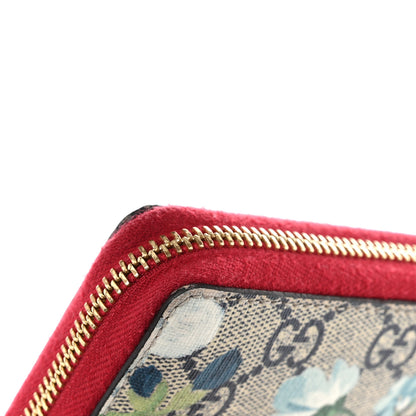 Gucci GG Supreme Monogram Blooms Zip Around Wallet Blue Red 13 of 14