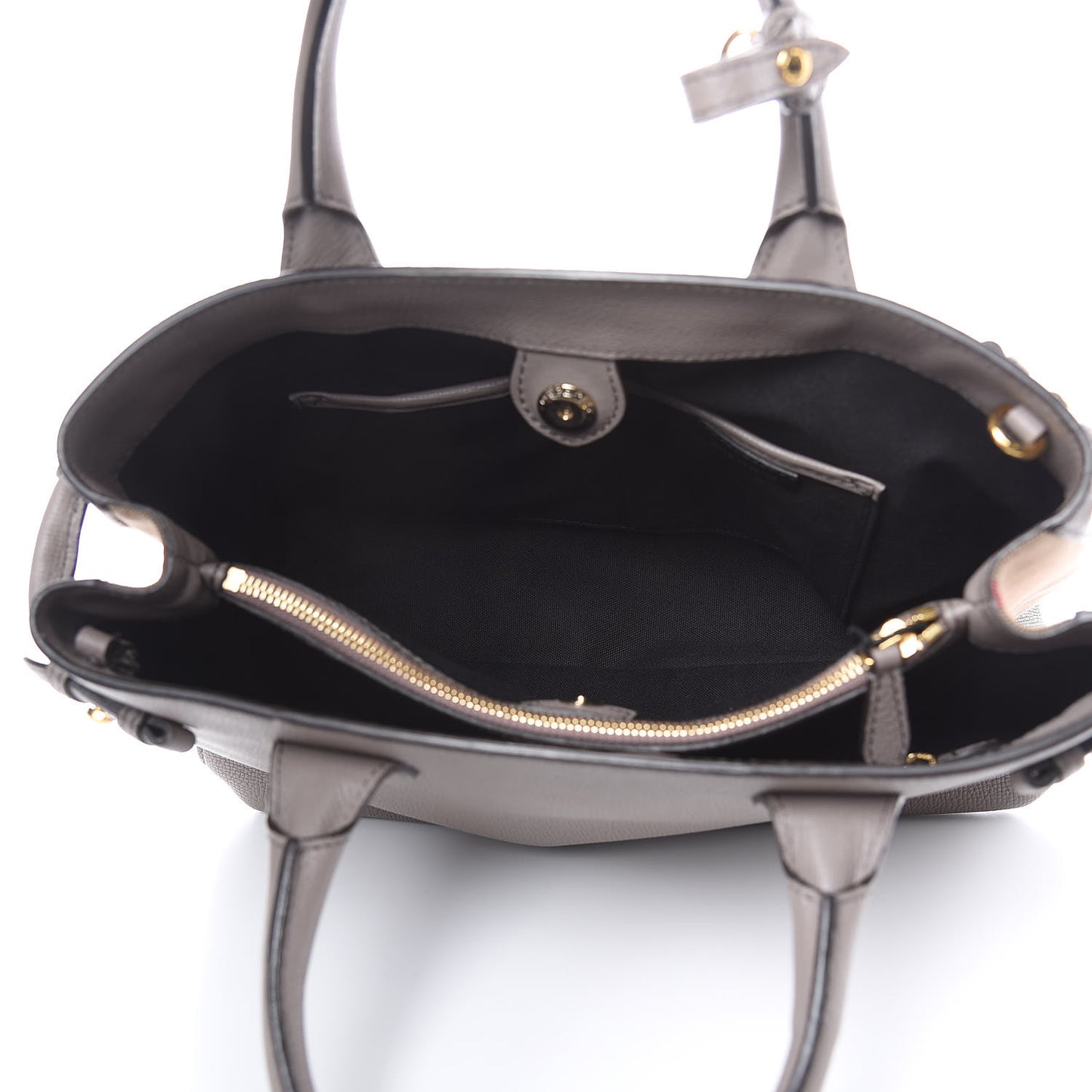 Derby Calfskin House Check Medium Banner Tote Thistle Grey