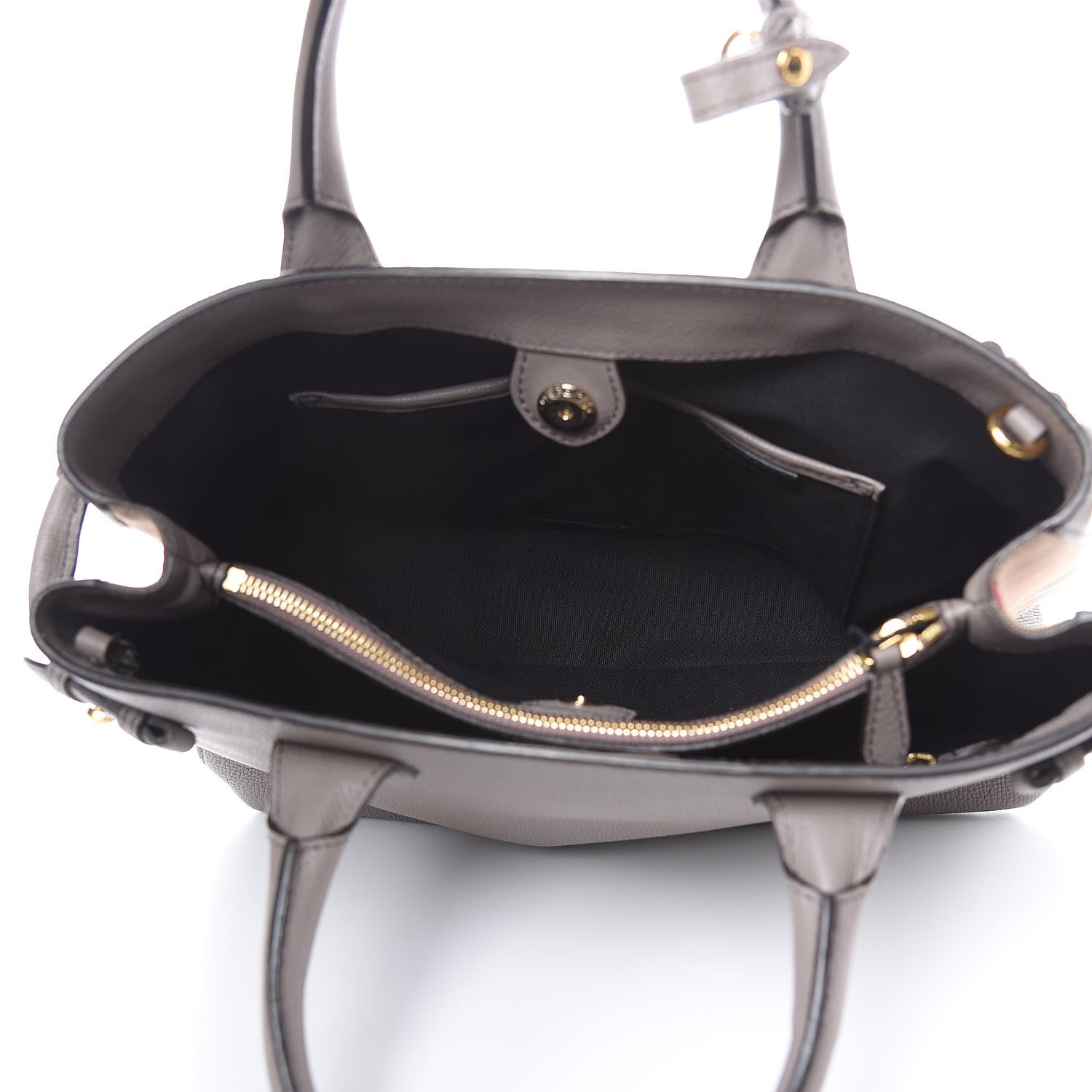Burberry Derby Calfskin House Check Medium Banner Tote Thistle Grey 5 of 13