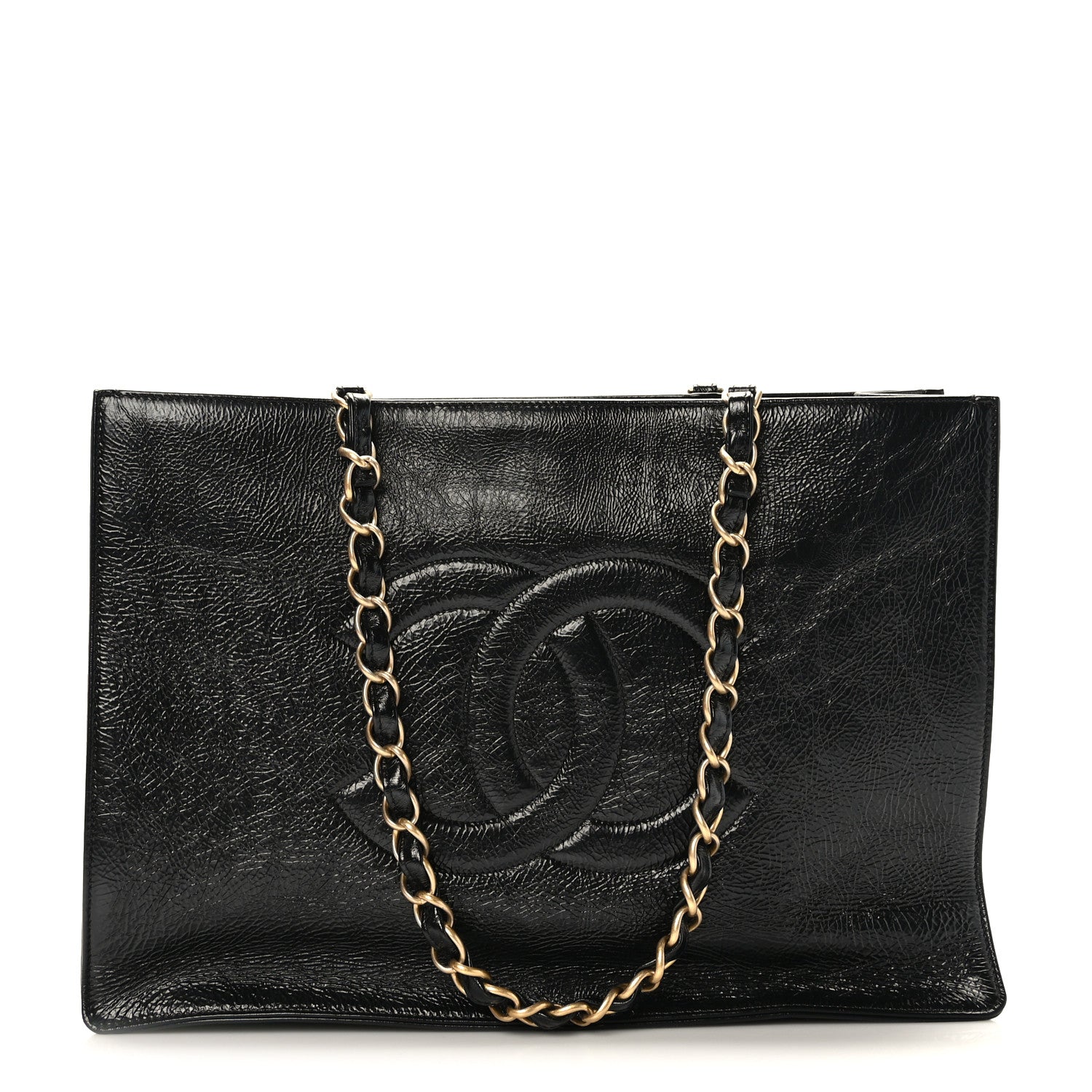 Chanel Glazed Aged Calfskin CC Tote Black 1 of 9
