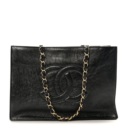 Chanel Glazed Aged Calfskin CC Tote Black 1 of 9