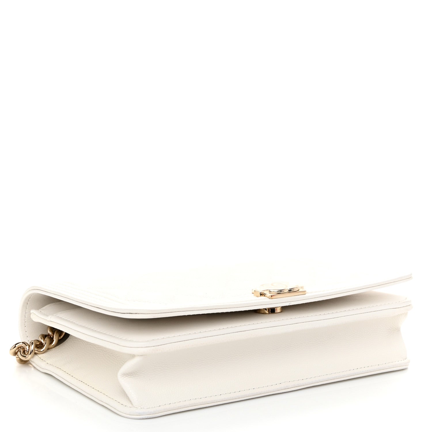 Chanel Caviar Quilted Boy Wallet On Chain WOC White 4 of 12