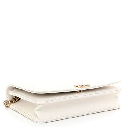 Chanel Caviar Quilted Boy Wallet On Chain WOC White 4 of 12