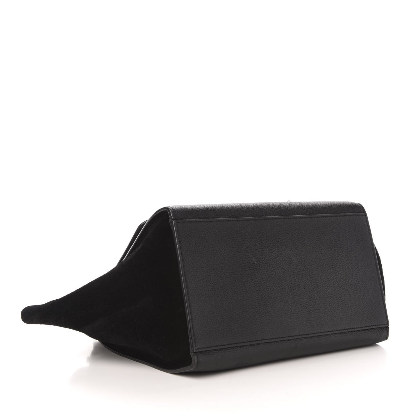 Drummed Calfskin Suede Small Trapeze Black