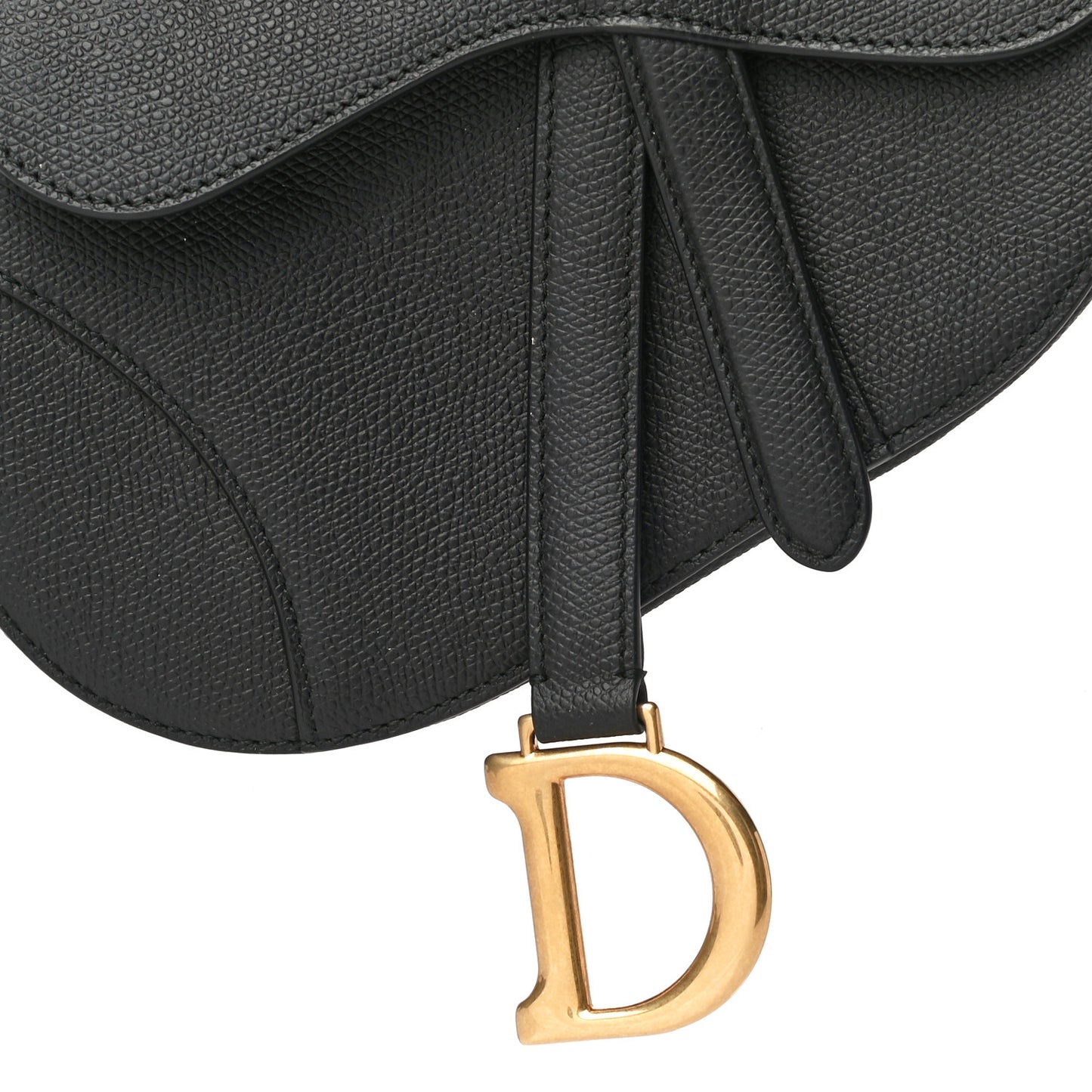 Grained Calfskin Mini Saddle Bag Black