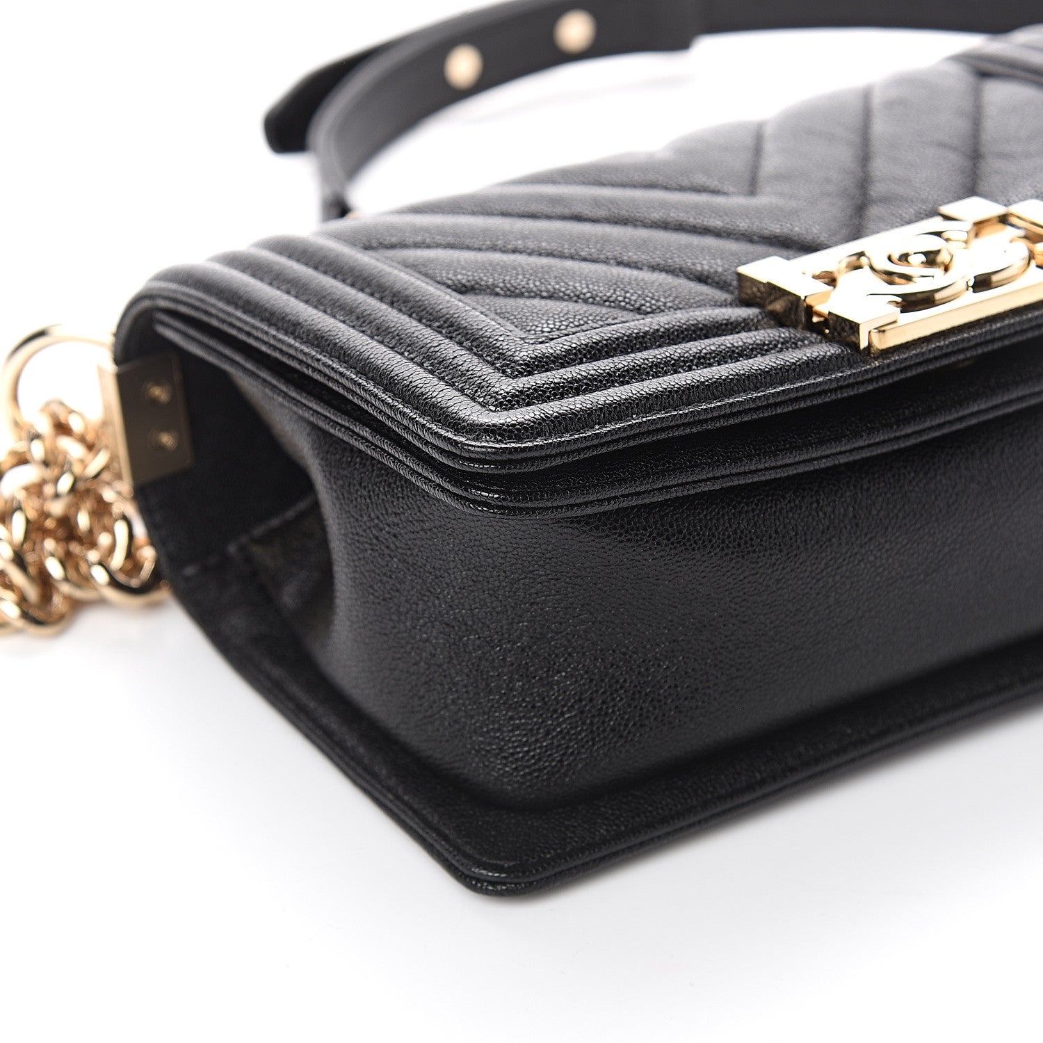 Chanel Caviar Chevron Quilted Small Boy Flap Black 8 of 8