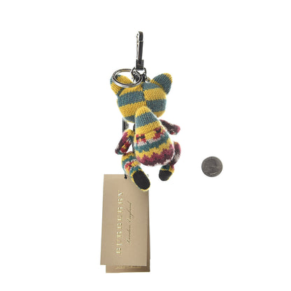 Burberry Cashmere Calfskin Studded Dave the Fox Bag Charm Green Multicolor 2 of 3