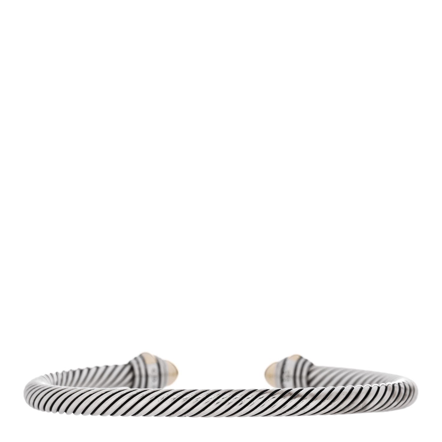 David Yurman Sterling Silver 14K Yellow Gold 5mm Cable Classics Dome Bracelet 2 of 4