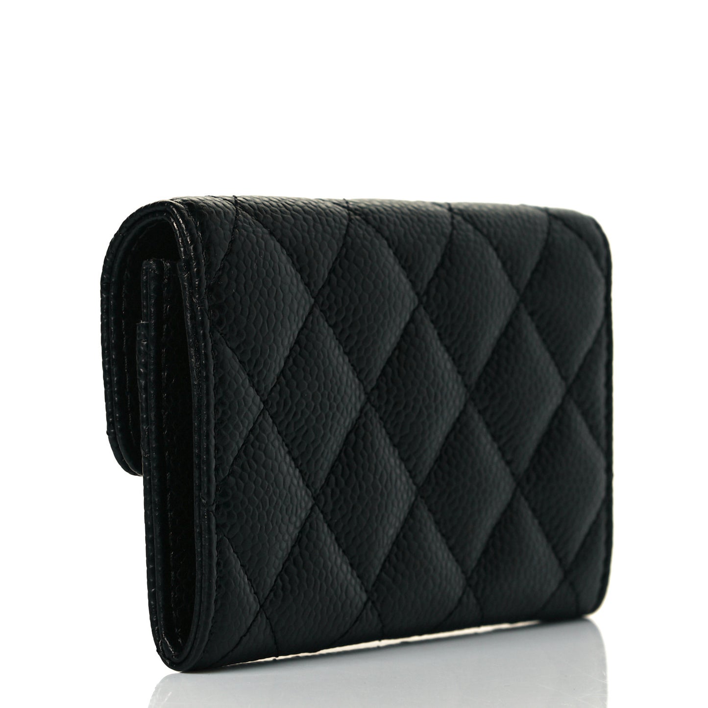Caviar Quilted Flap Card Holder Black