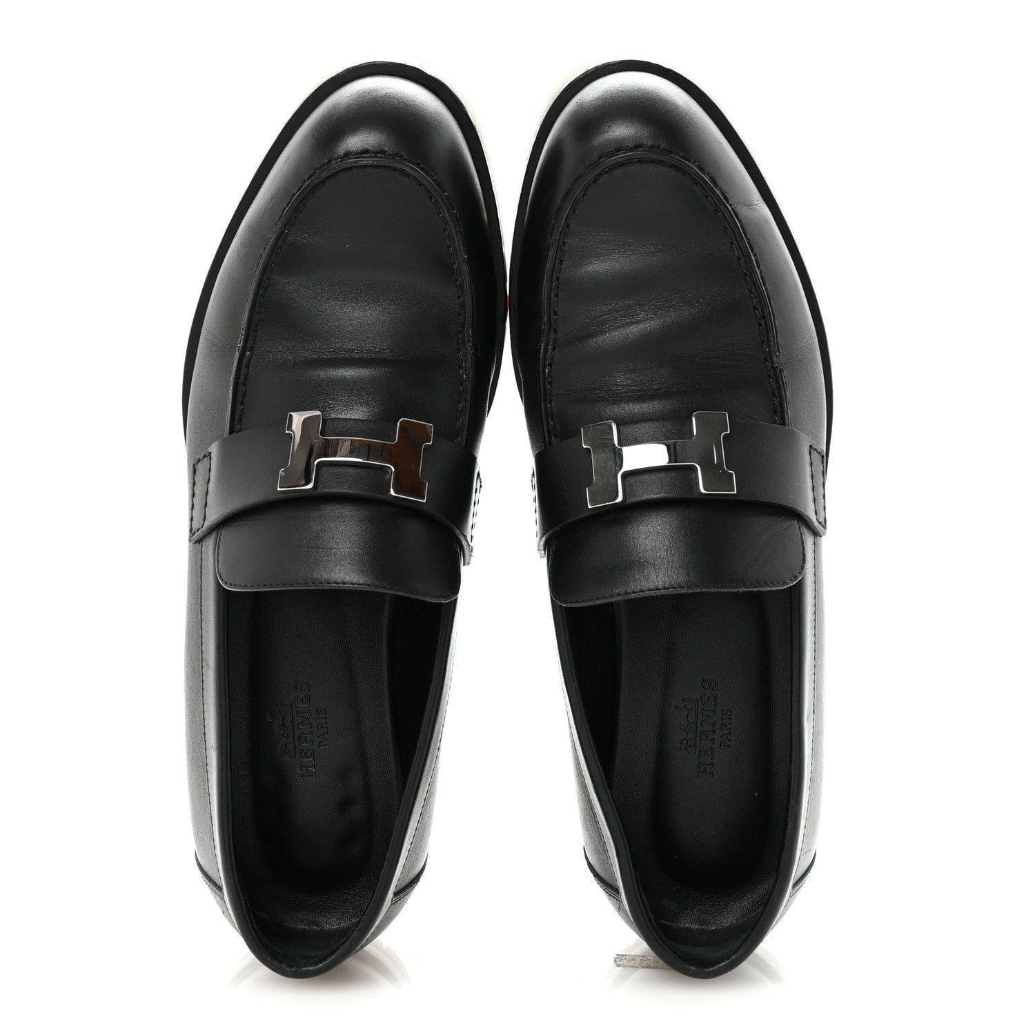 Hermes Calfskin Womens Faubourg Loafers 36.5 Black 2 of 9