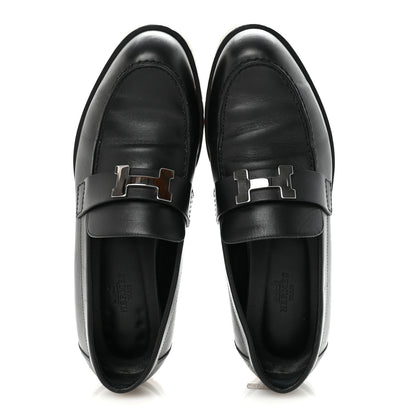 Hermes Calfskin Womens Faubourg Loafers 36.5 Black 2 of 9