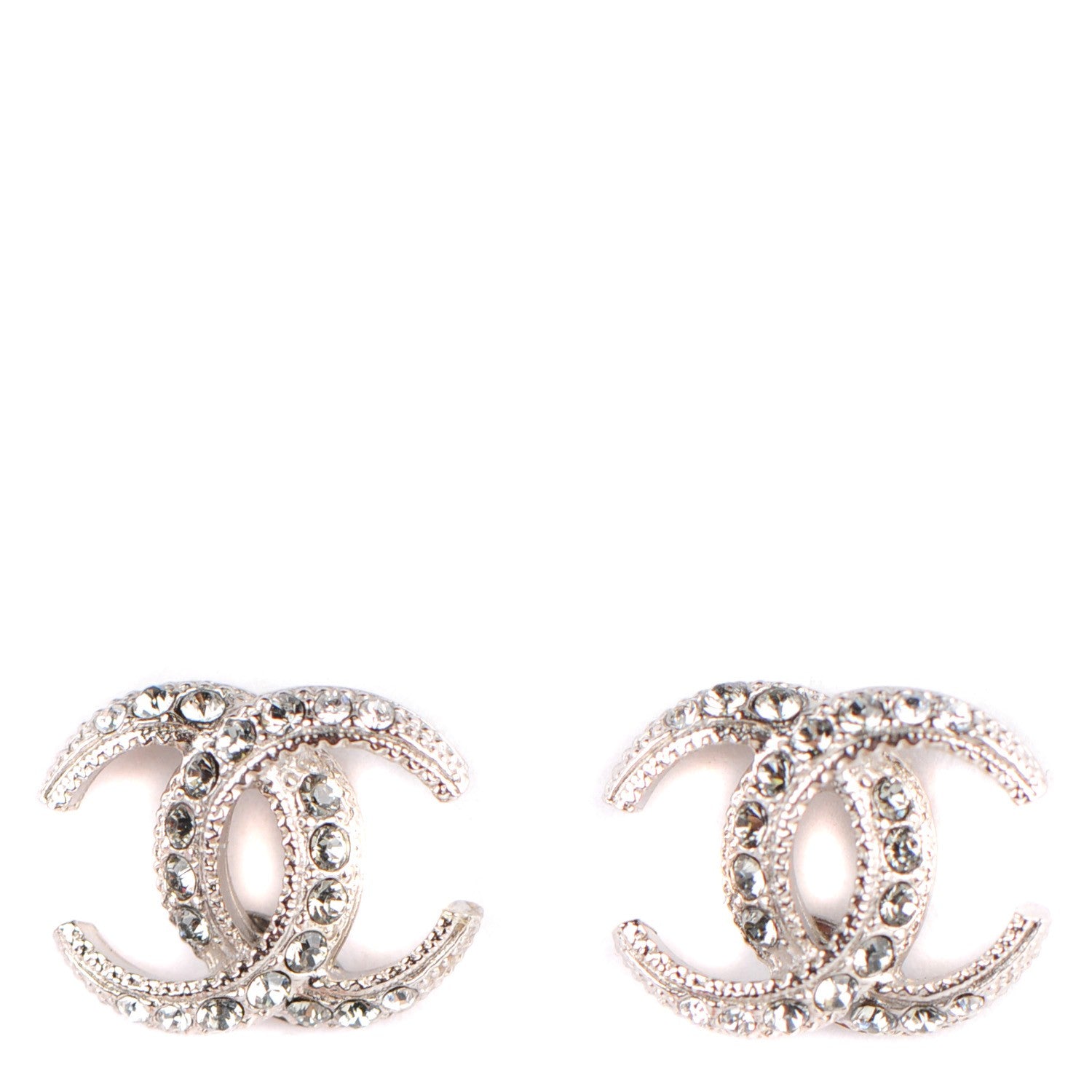 Chanel Crystal Moon CC Earrings Silver 1 of 5