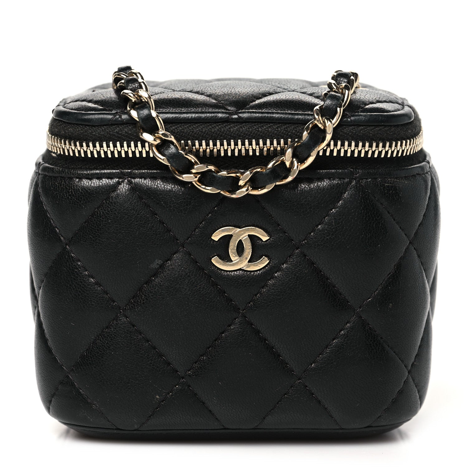 Chanel Lambskin Quilted Mini Vanity Case With Chain Black 1 of 15
