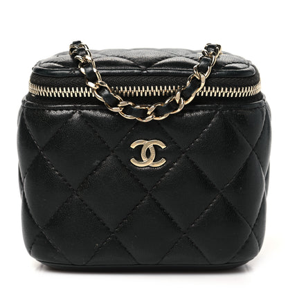 Chanel Lambskin Quilted Mini Vanity Case With Chain Black 1 of 15