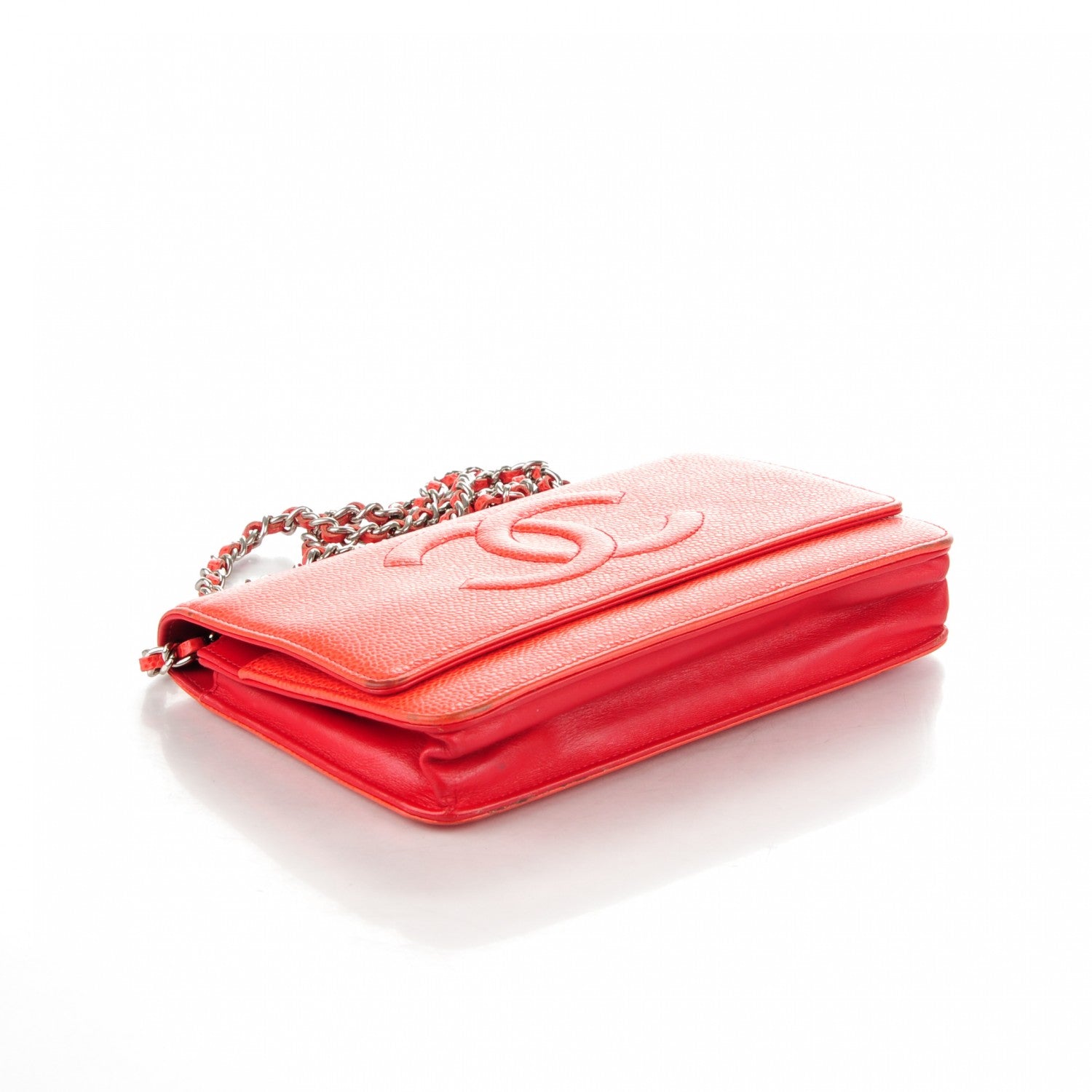 Chanel Caviar Timeless CC Wallet On Chain WOC Red 4 of 12