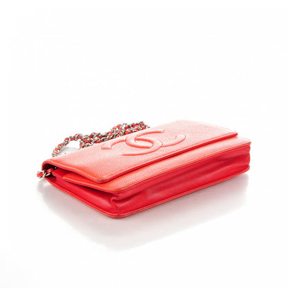 Chanel Caviar Timeless CC Wallet On Chain WOC Red 4 of 12