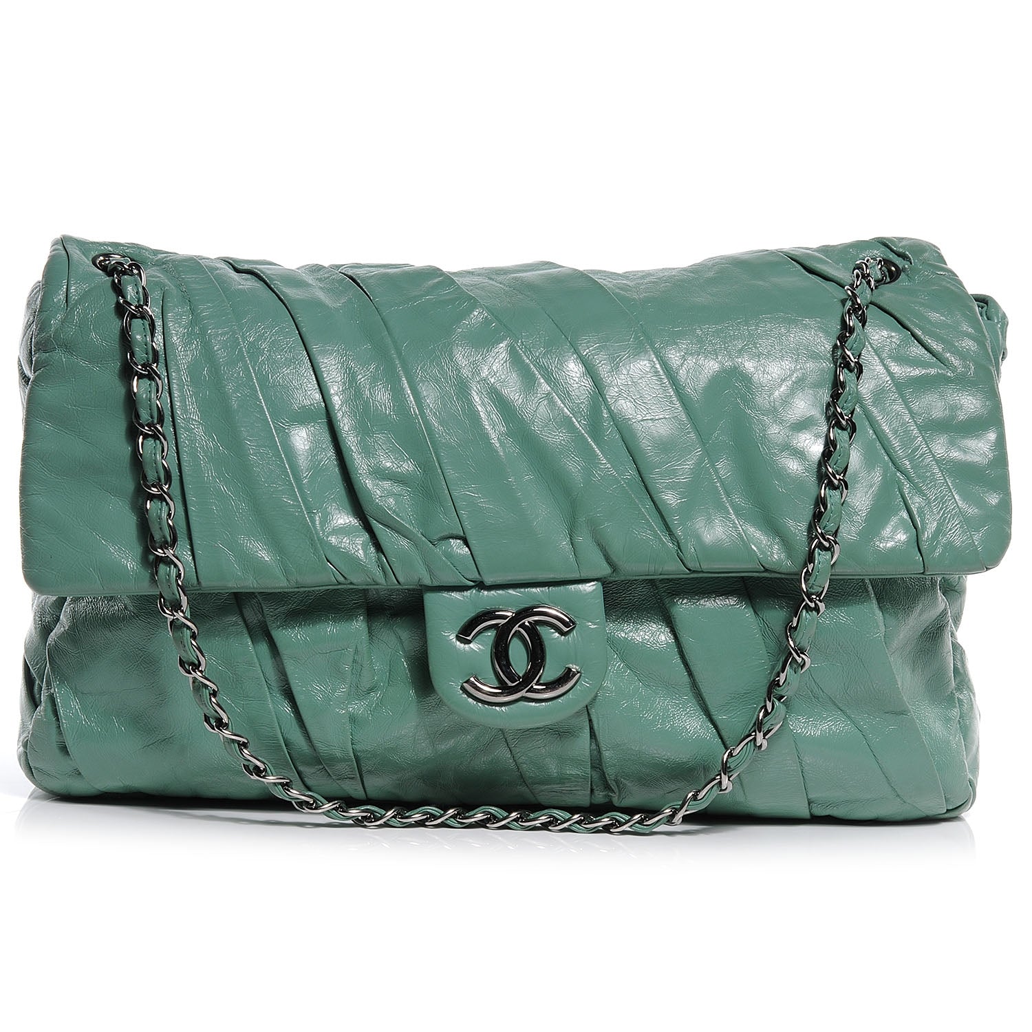 Chanel Glazed Calfskin Twisted Maxi Flap Green 1 of 8