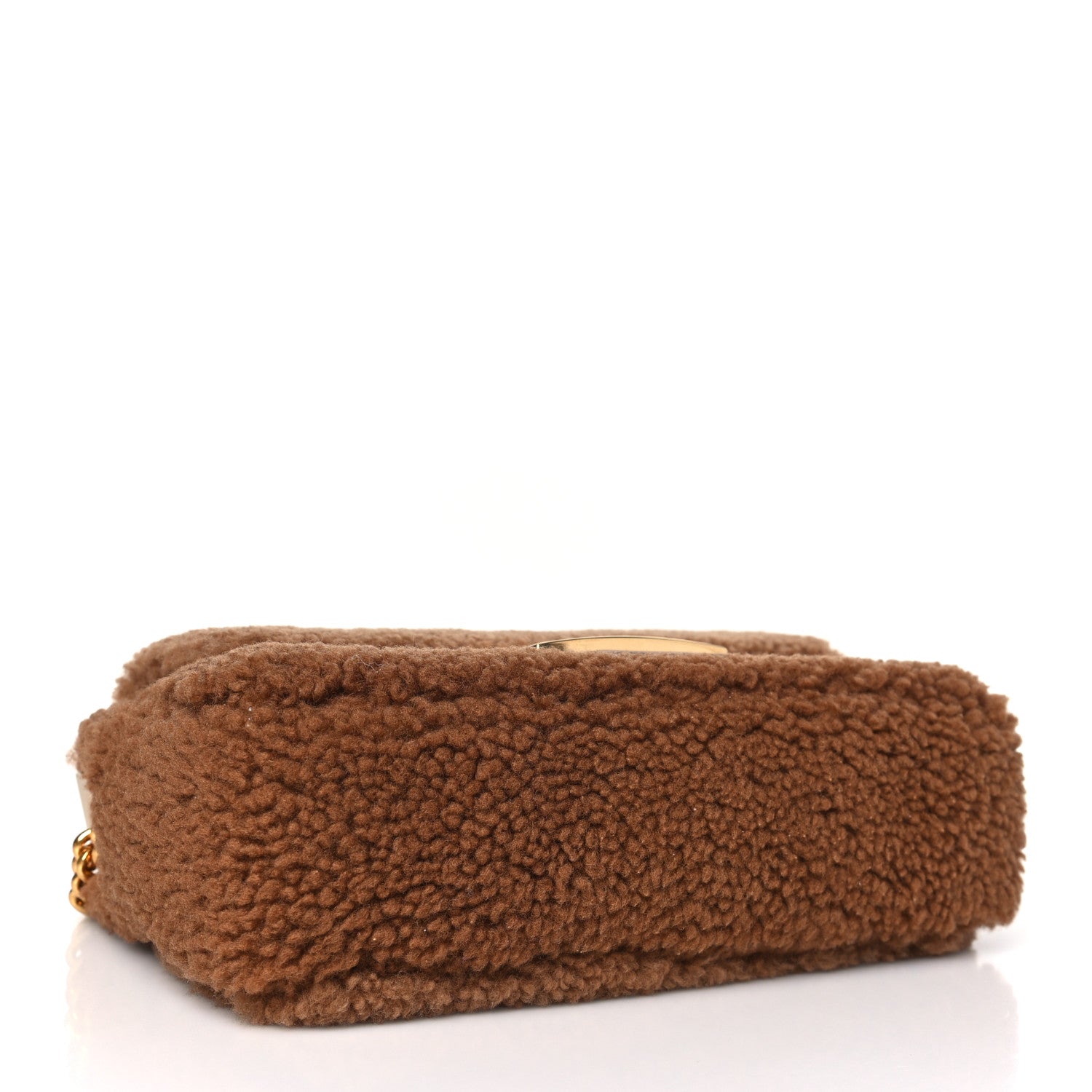 Fendi Shearling Lambskin Midi Chain Baguette Caramello 4 of 11