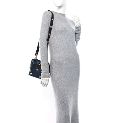 Valentino Garavani VALENTINO GARAVANI Nappa Small Roman Stud The Handle Bag Navy 2 of 11