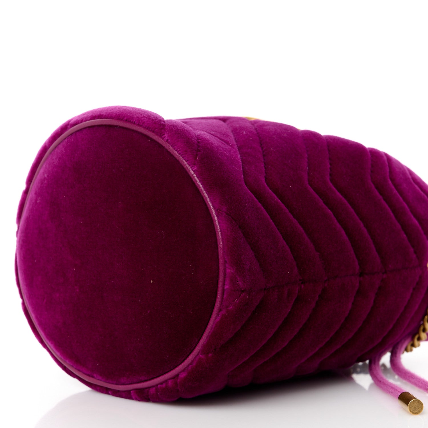 Gucci Velvet Matelasse Mini GG Marmont 2.0 Bucket Bag Fuchsia Violet Cyclamen 10 of 11