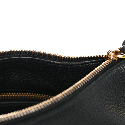 Prada Vitello Daino Zippered Messenger Hobo Black 14 of 14