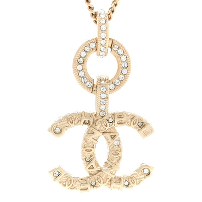 Chanel Crystal CC Logo Pendant Necklace Gold 4 of 7