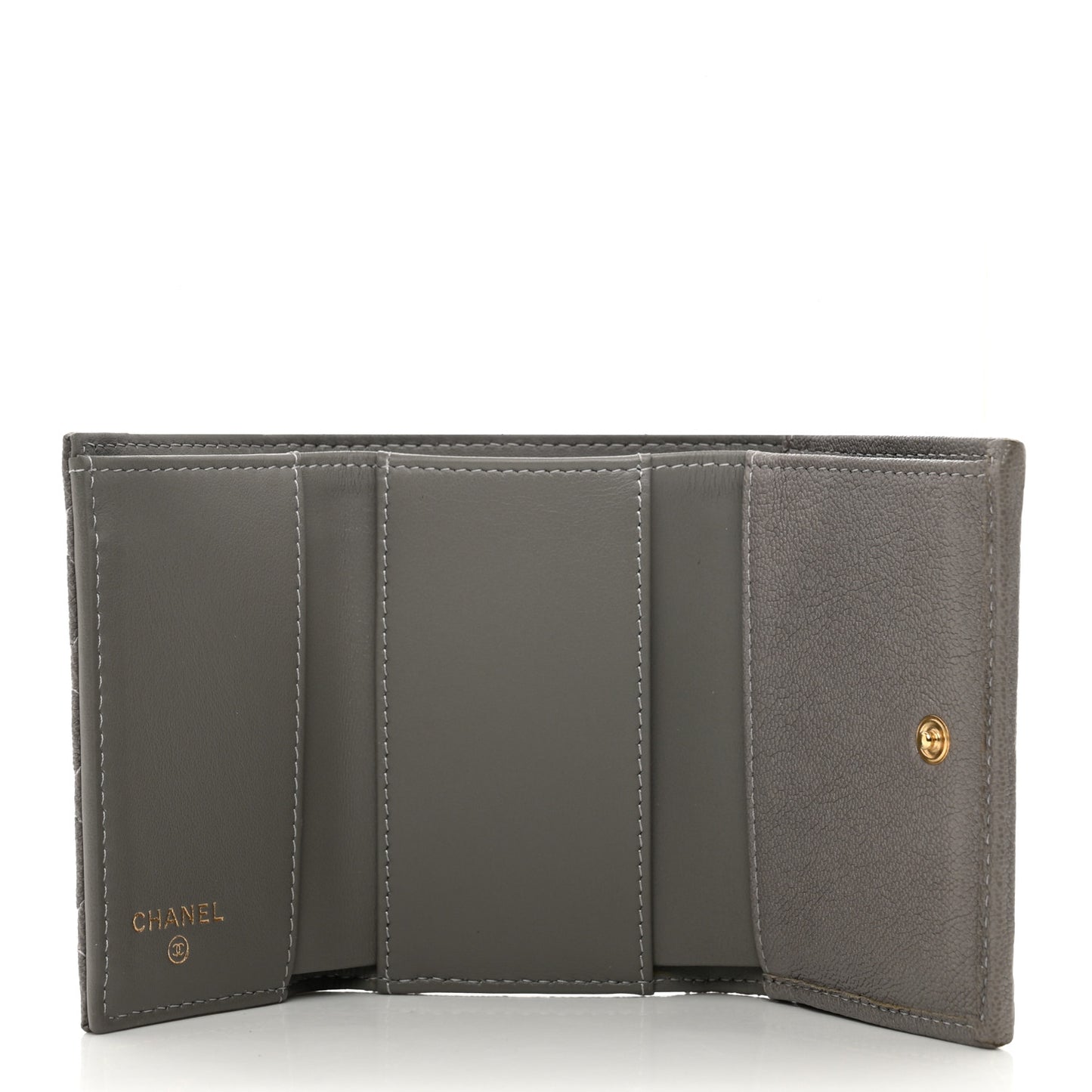 Caviar Quilted Small Boy Flap Wallet Grey