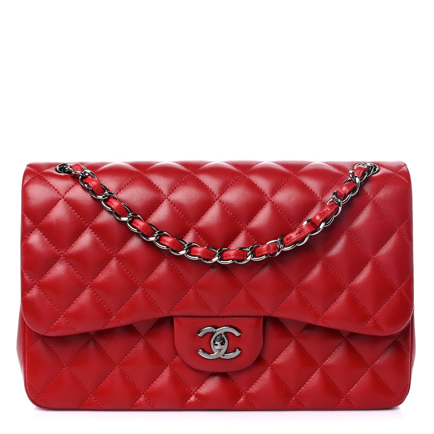Chanel Lambskin Quilted Jumbo Double Flap Red 1 of 10
