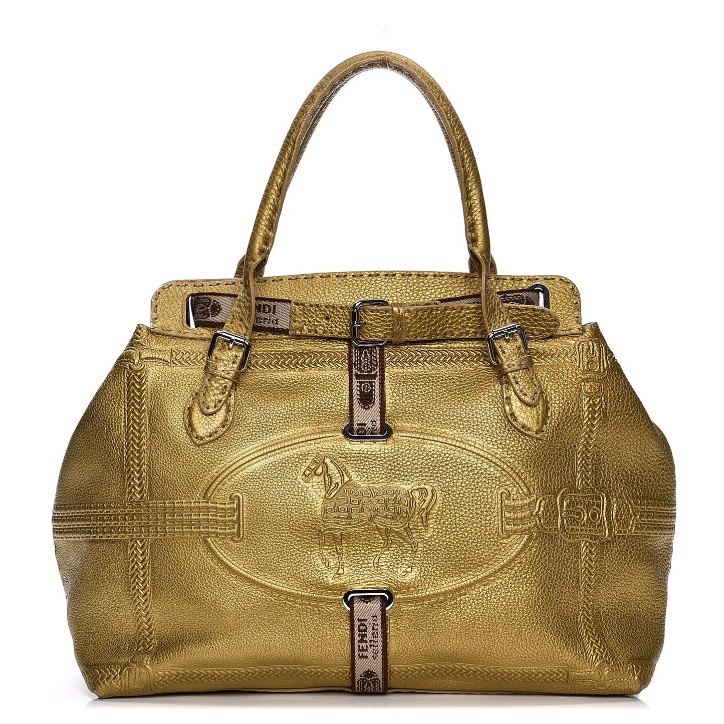 Calfskin Romano Selleria Large Villa Borghese Tote Gold