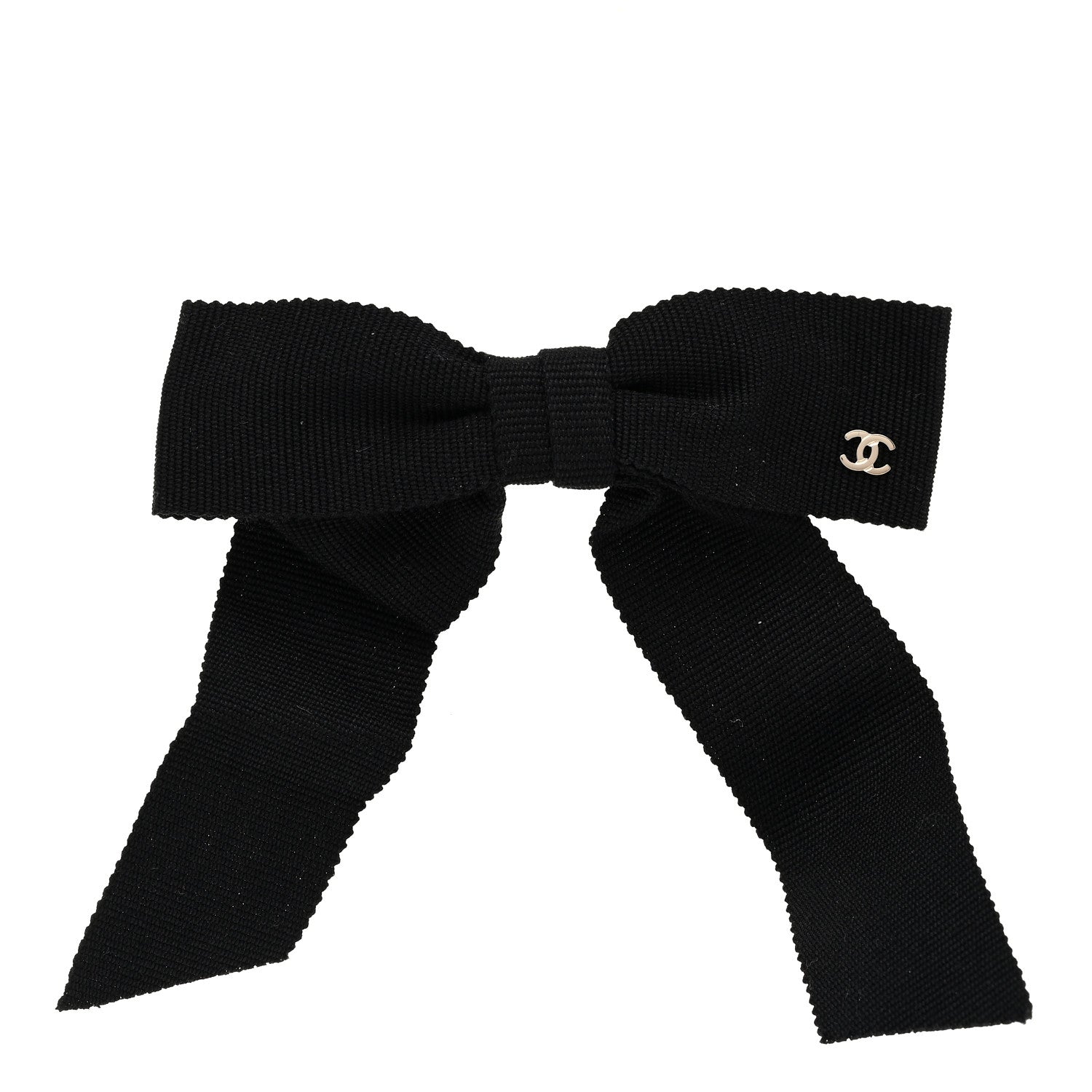Chanel Grosgrain Bow CC Hair Clip Black 1 of 3