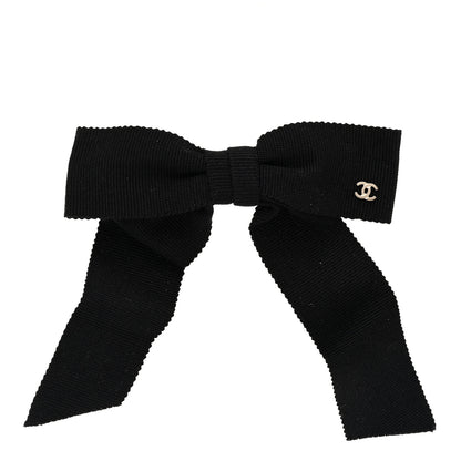 Chanel Grosgrain Bow CC Hair Clip Black 1 of 3