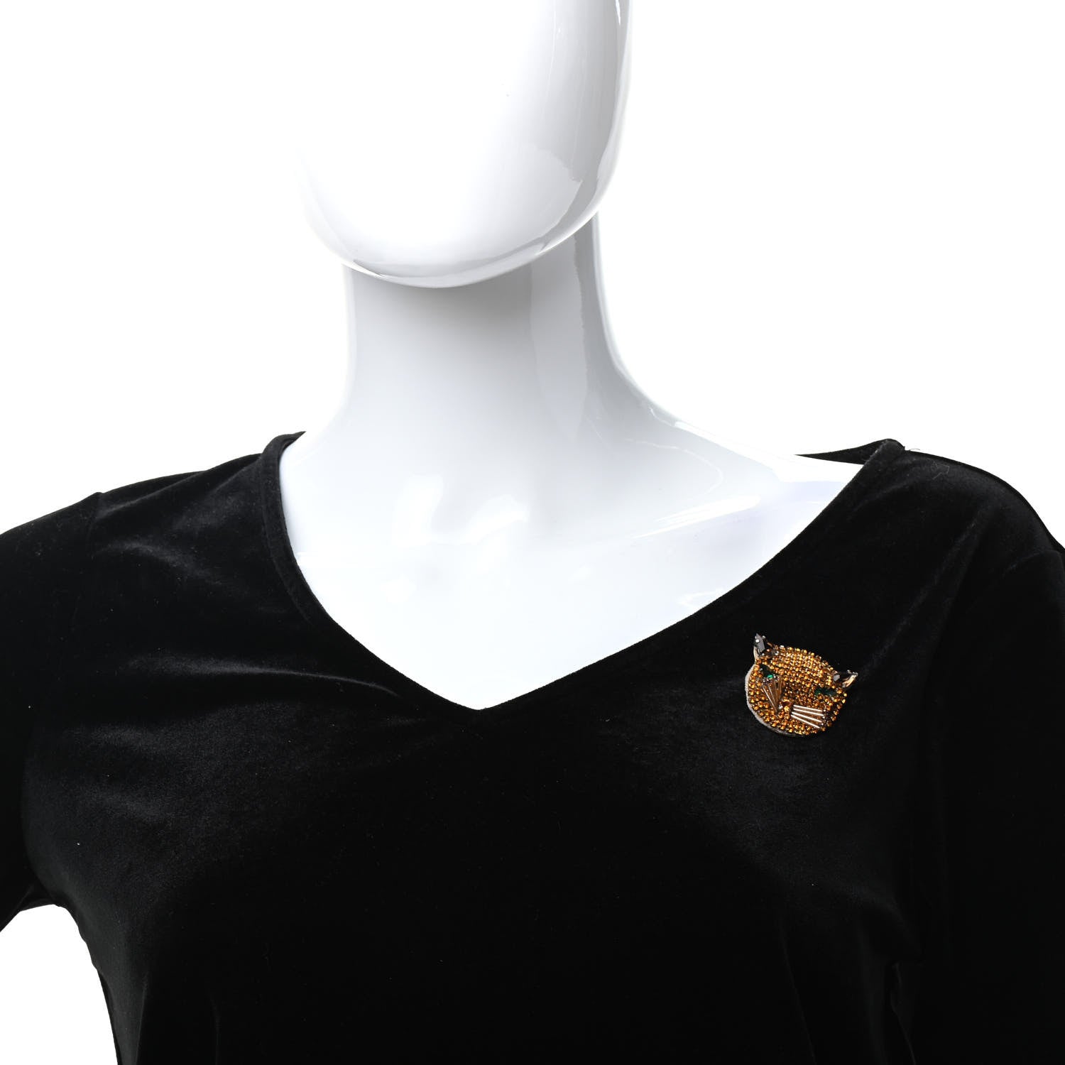 Gucci Metal Crystal Cat Brooch Orange 2 of 4