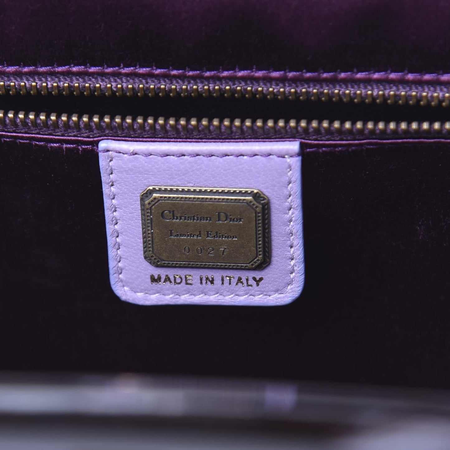 Lambskin Threaded Frame Clutch Violet Clair