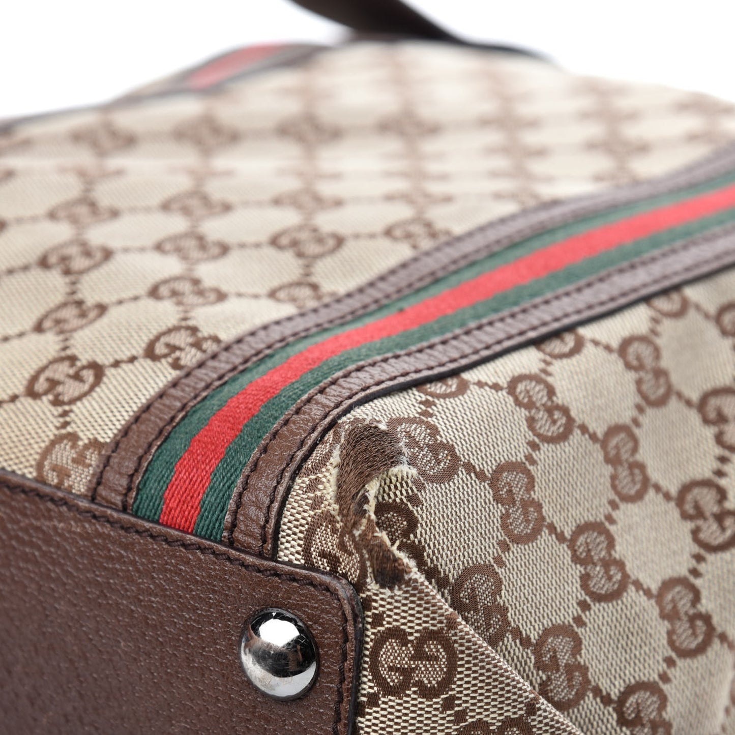 GG Monogram Medium Web Handle Vertical Tote Bag Dark Brown