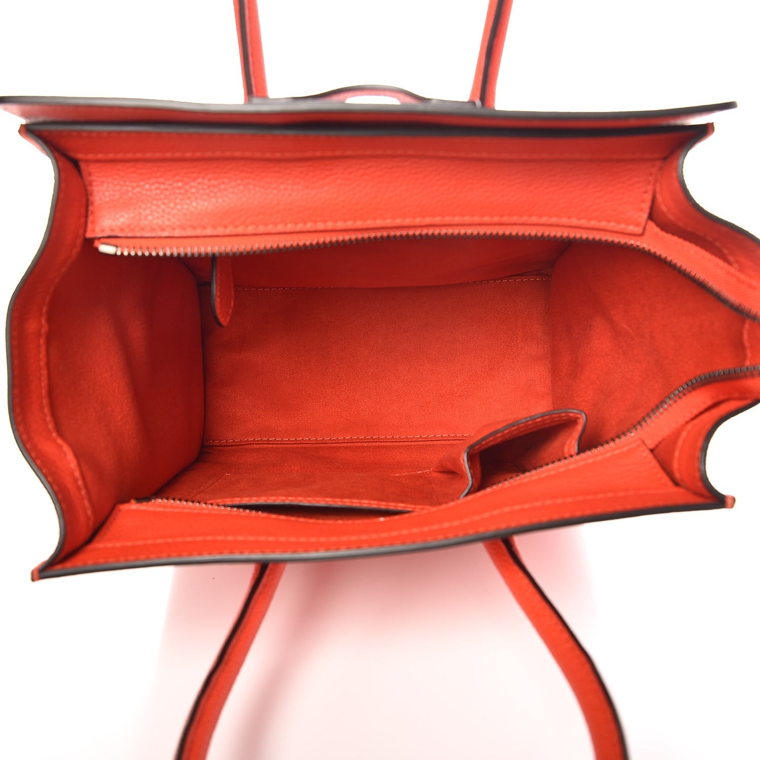 Celine Drummed Calfskin Micro Luggage Vermillion 5 of 9
