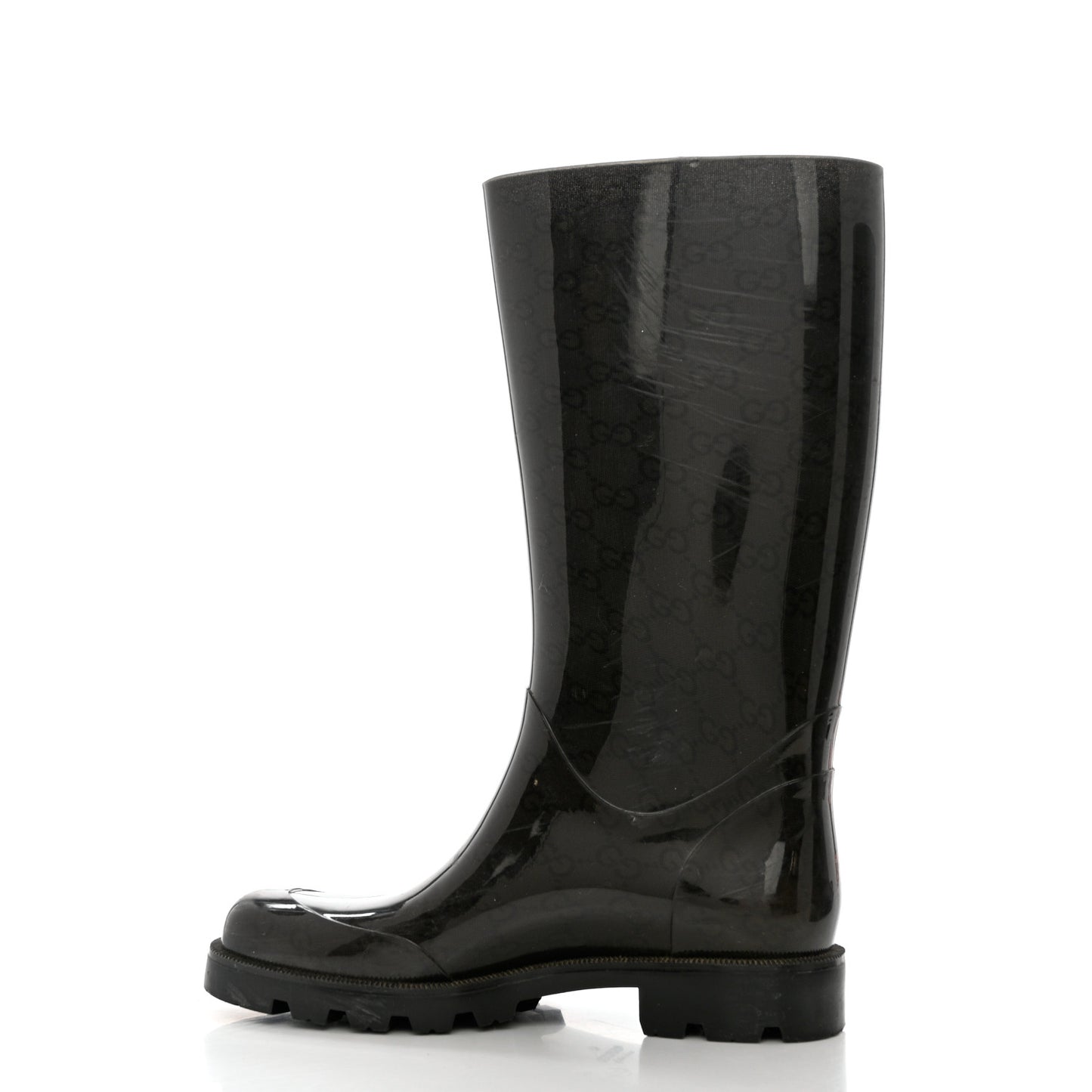 Rubber Monogram Rain Boots 36 Black
