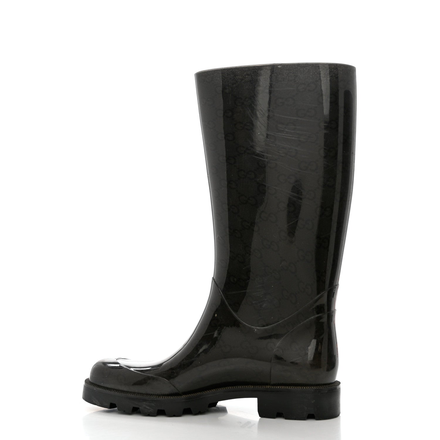 Gucci Rubber Monogram Rain Boots 36 Black 9 of 10