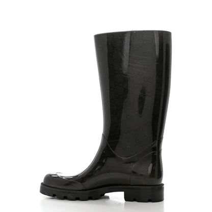 Gucci Rubber Monogram Rain Boots 36 Black 9 of 10